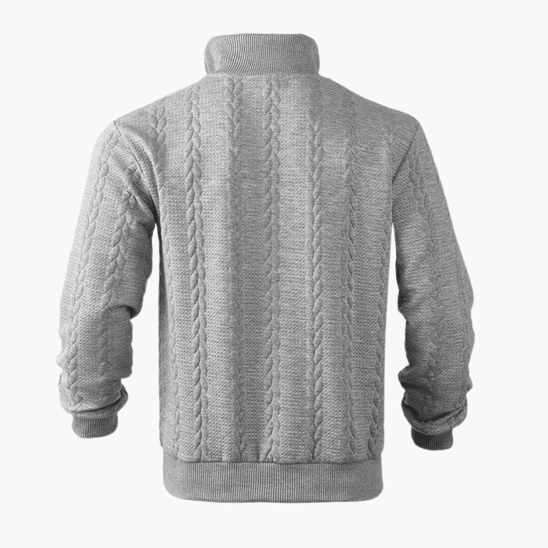 Klassischer Kabelstrickpullover mit Reißverschluss für Männer - SchmiedeMode