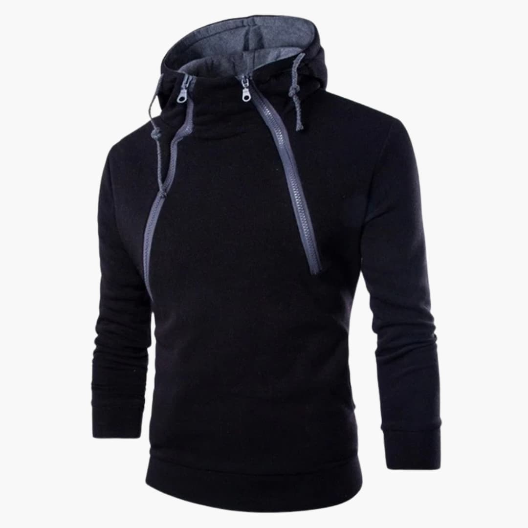 Herren Hoodie mit Reißverschluss am Ausschnitt und Verstellbarem Schnitt