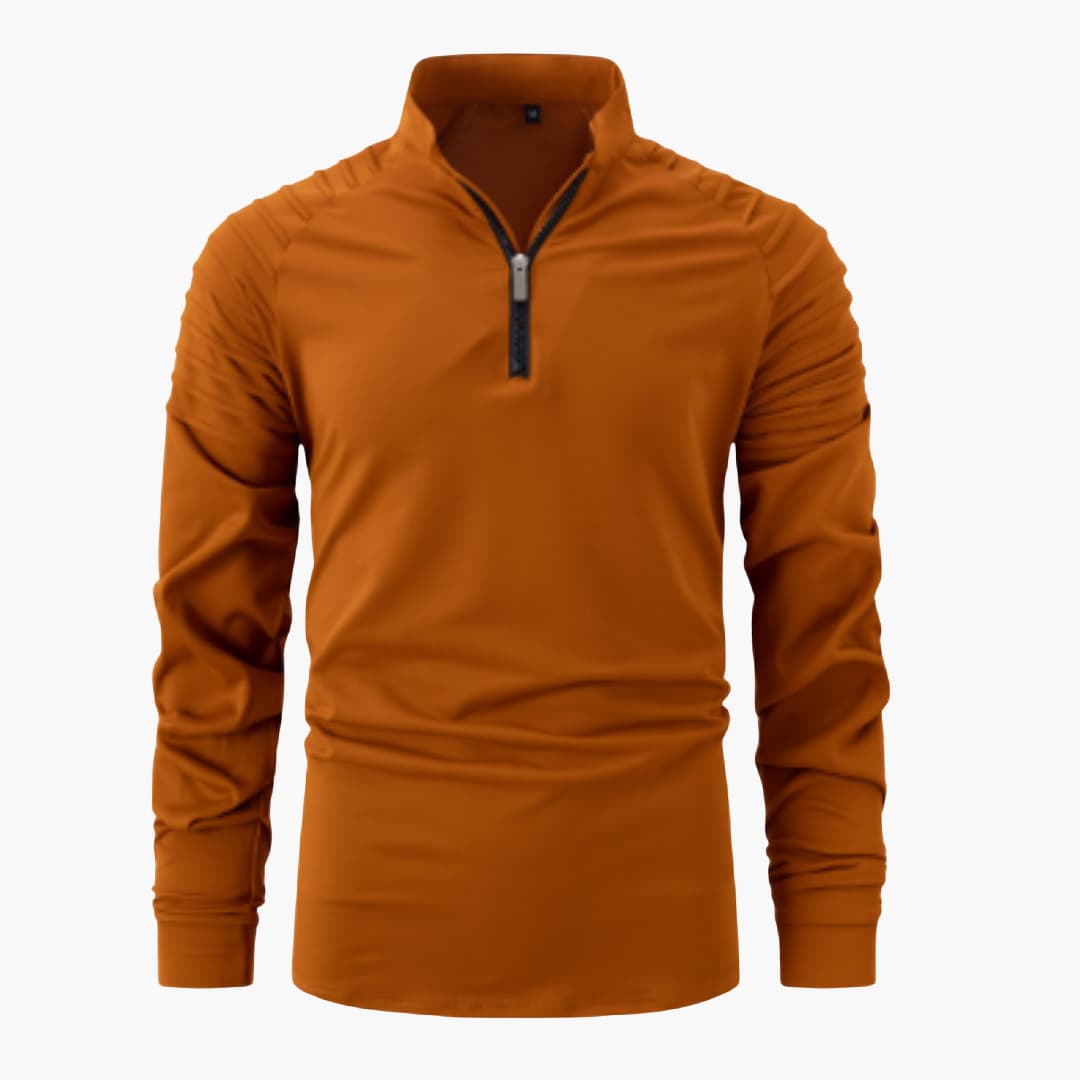 Herren pullover mit halbem Reißverschluss und langen Ärmeln