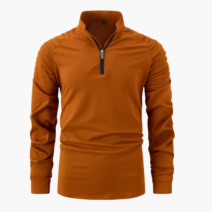 Herren pullover mit halbem Reißverschluss und langen Ärmeln