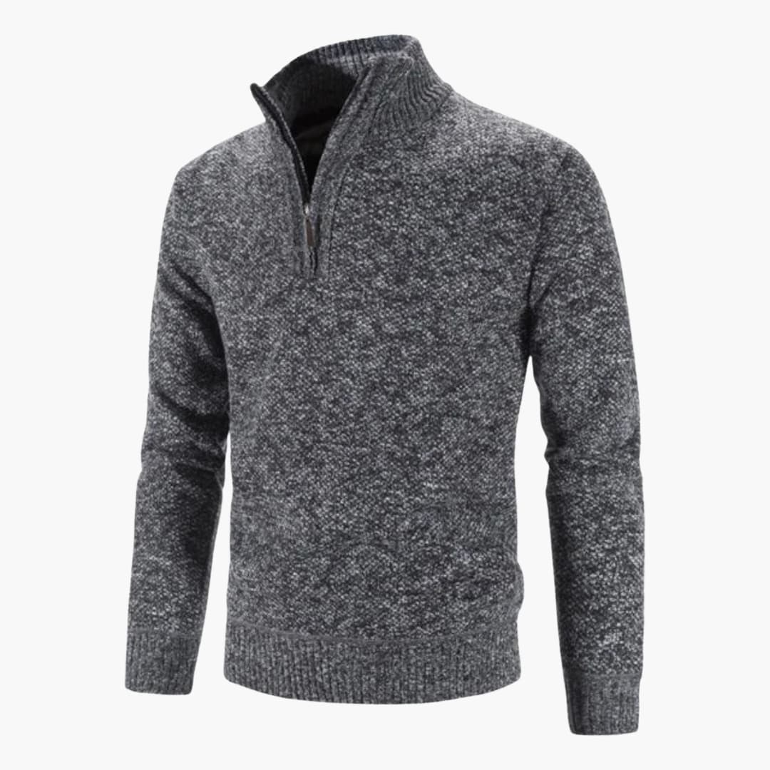 Herren pullover mit halbem Reißverschluss und strukturierter Oberfläche