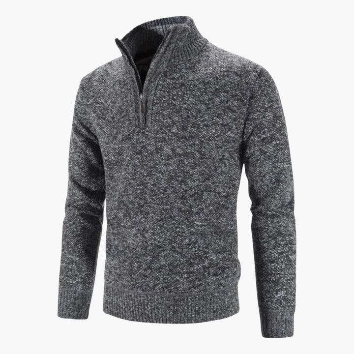 Herren pullover mit halbem Reißverschluss und strukturierter Oberfläche