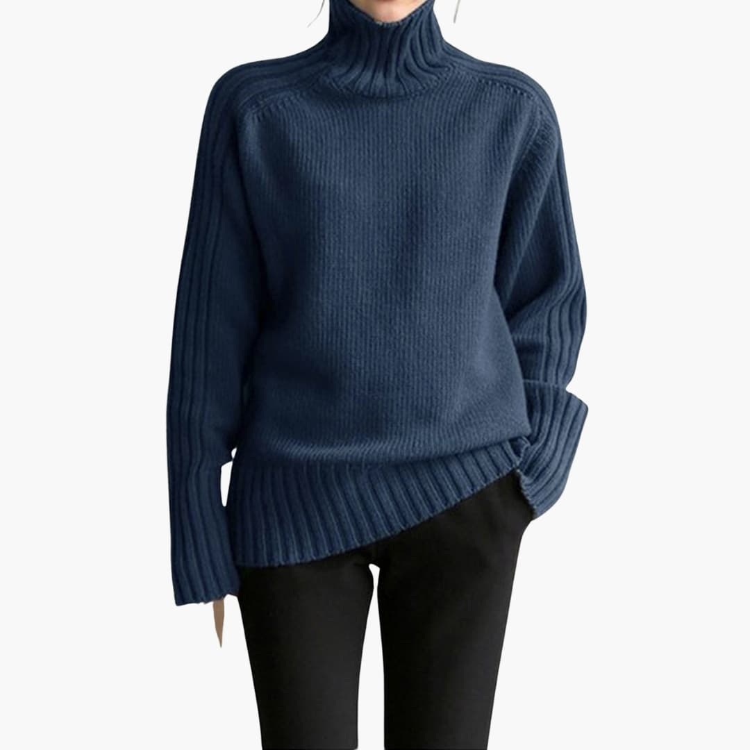 Damen pullover mit Rollkragen und Rippstruktur