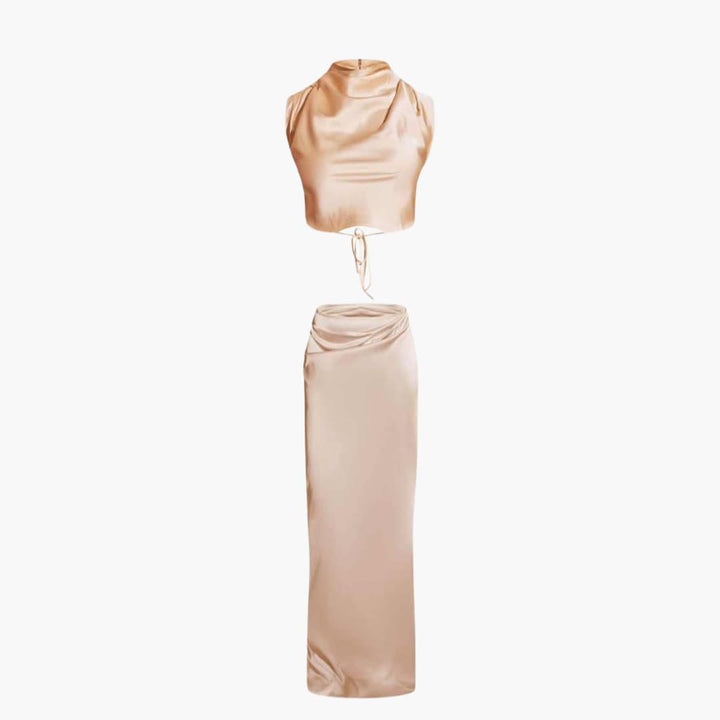 Stilvolles zweiteiliges Satin-Set für Damen - SchmiedeMode