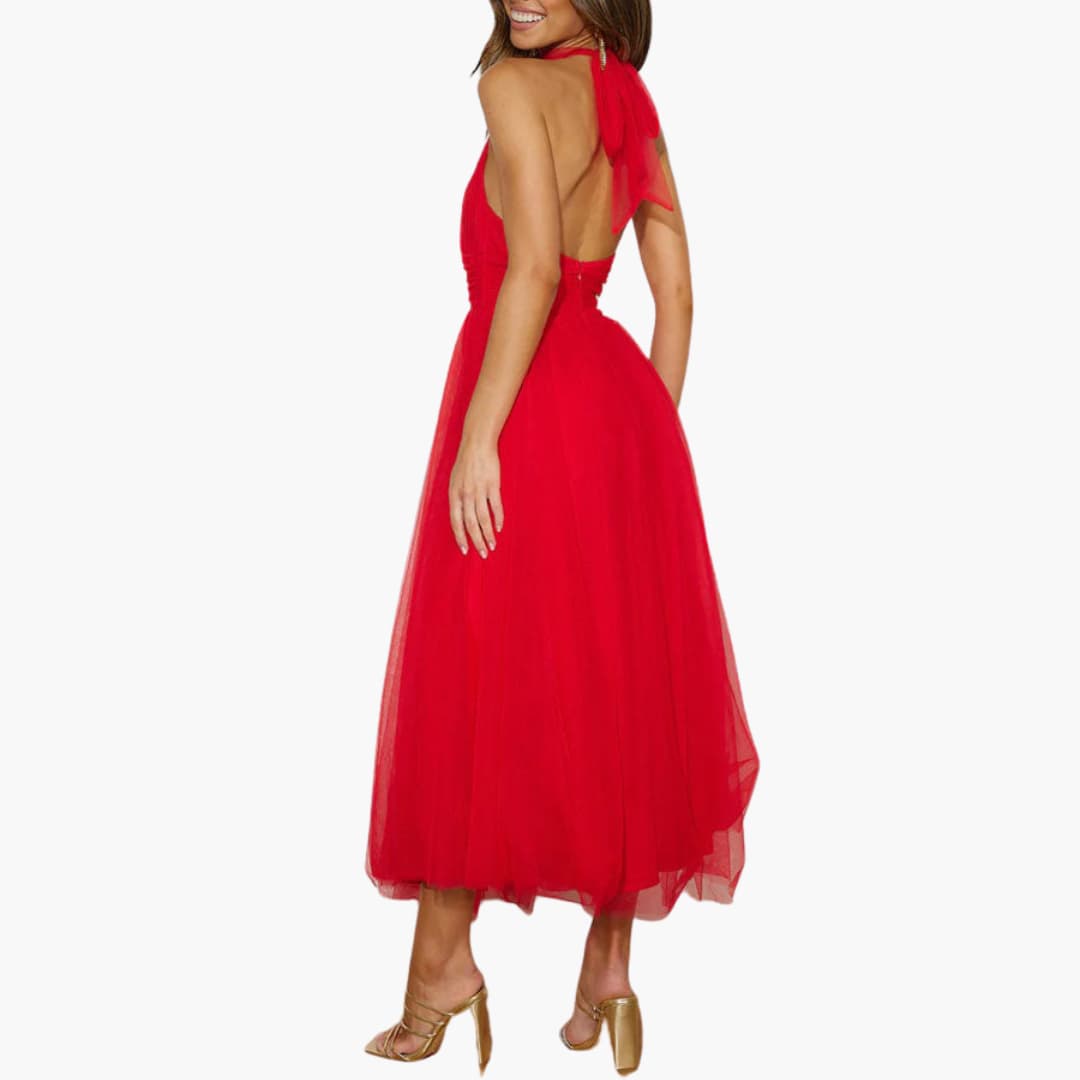 Elegantes weißes Tüll-Maxikleid für Damen