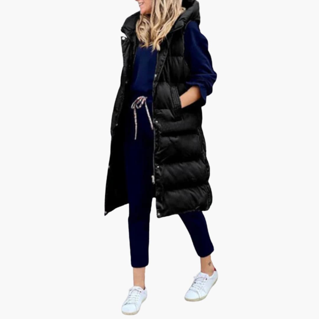 Damen Weste mit Kapuze und Steppdesign sowie Seitentaschen