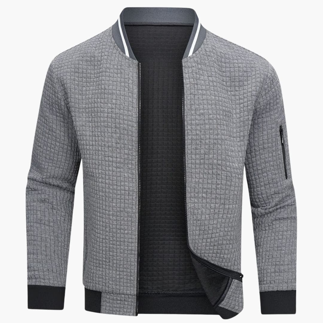 Herren Pullover mit Reißverschluss und Rippstruktur