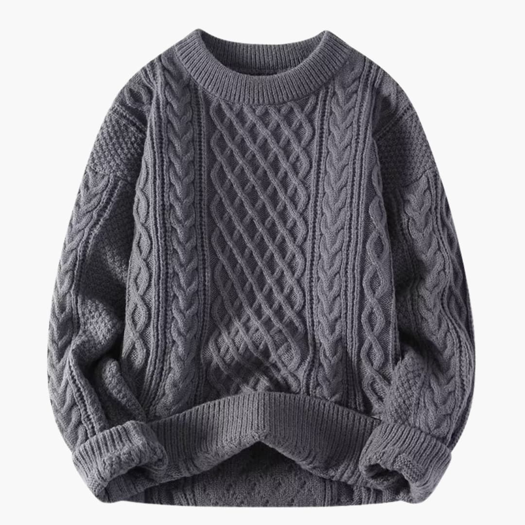 Damenpullover mit Rundhalsausschnitt und Zopfstrick-Oberfläche
