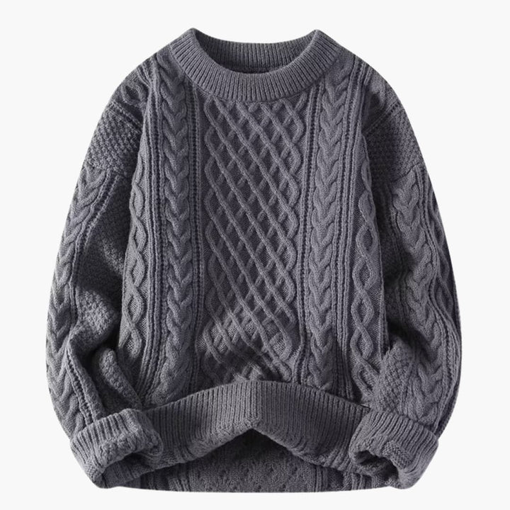 Damenpullover mit Rundhalsausschnitt und Zopfstrick-Oberfläche