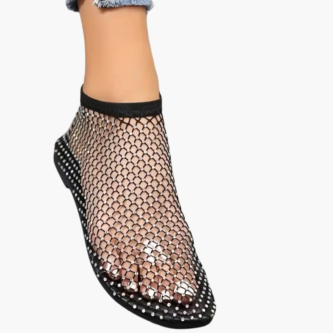 Trendige Mesh-Strass-Flats für Damen - SchmiedeMode