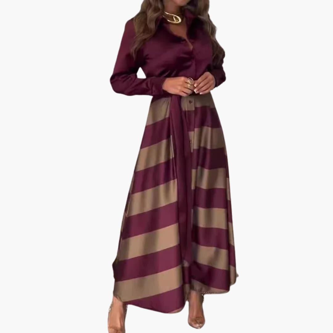 Elegantes Satin-Maxikleid für Damen - SchmiedeMode