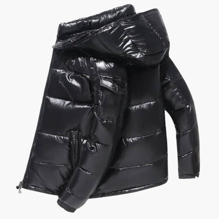 Daunenjacke für Herren mit Kapuze und gestepptem Obermaterial