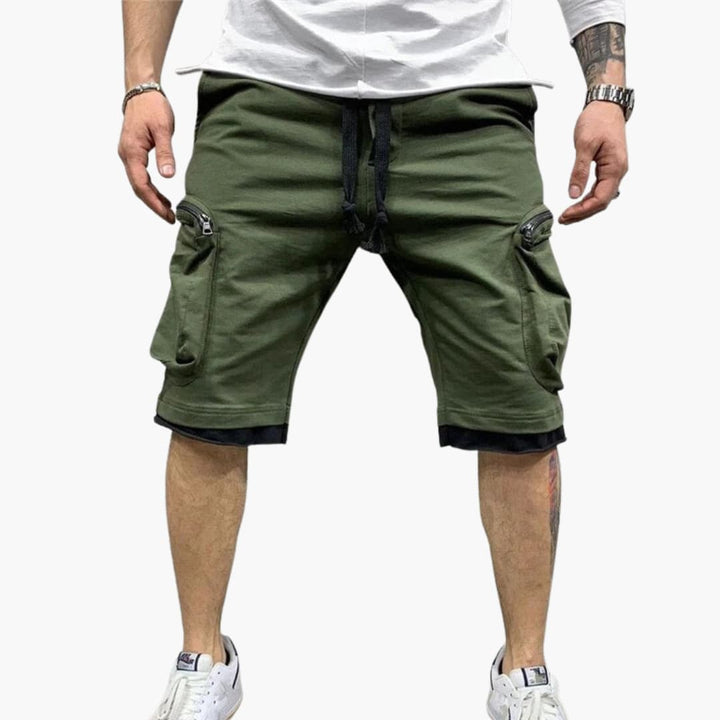 Herren Sommer Cargoshorts mit Reißverschlusstaschen und Kordelzug