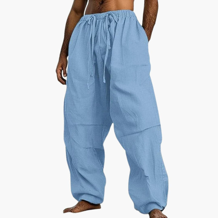 Herren Sommerhose mit weitem Bein und Kordelzug