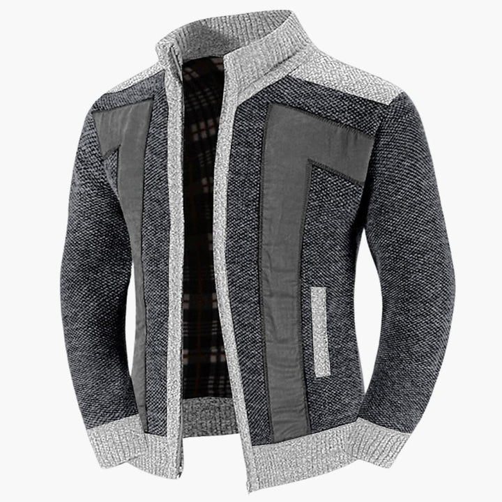 Herren Strickjacke mit Reißverschluss und Rippbund
