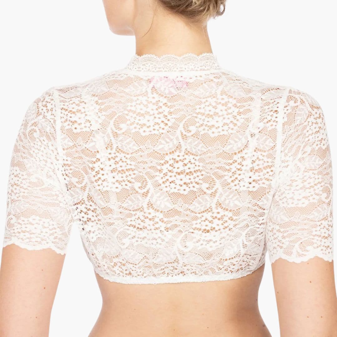 Spitzen Dirndl bluse mit Ausschnitt für Damen - Oktoberfest 2025