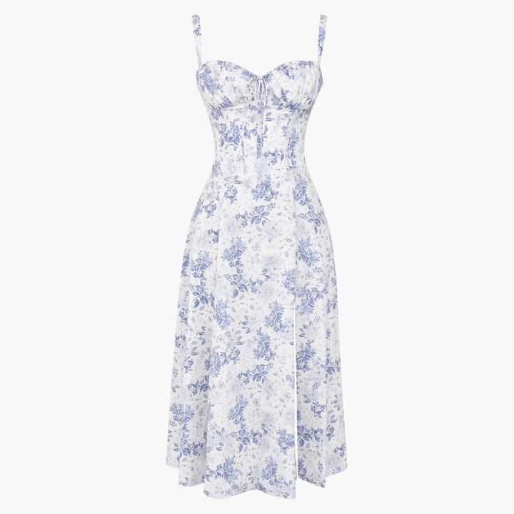 Elegantes trägerloses Kleid mit Blumenmuster für Frauen - SchmiedeMode