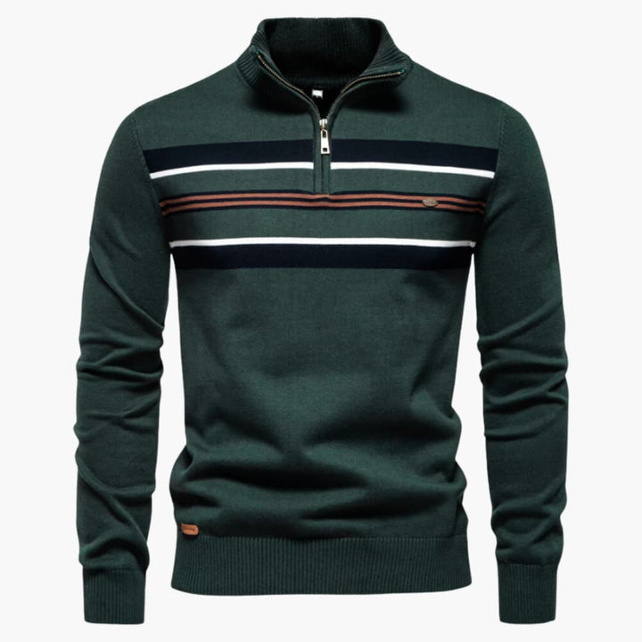 Herren pullover mit Reißverschluss am Halsausschnitt und gestreifter Oberfläche