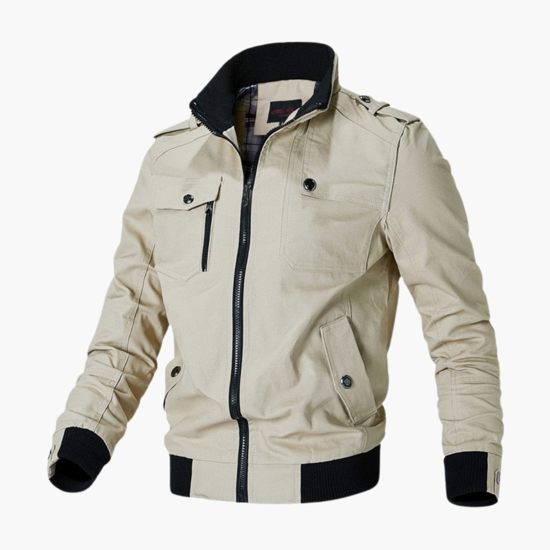 Herren Bomberjacke mit Reißverschluss und geripptem Saum