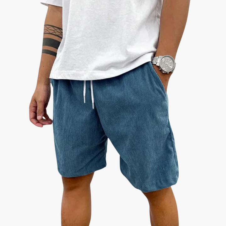 Herren Sommer Shorts mit Kordelzug und Cordstruktur