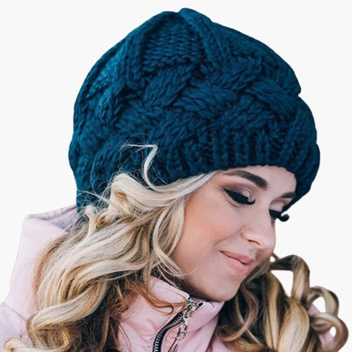 Damen Gestrickte Wintermütze mit runder Form und Rippoberfläche