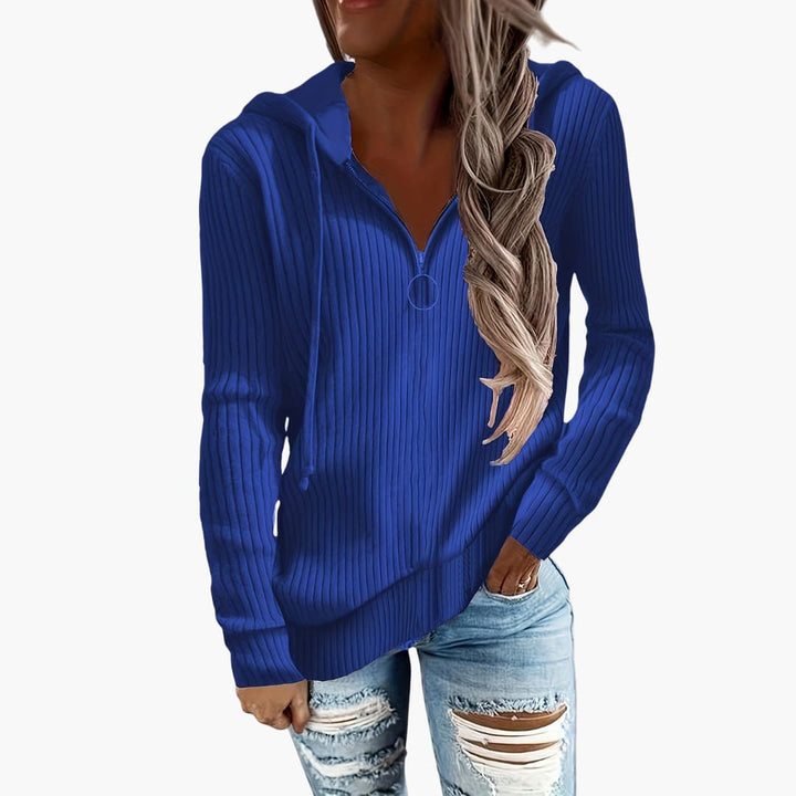 Rippstrick Zip Up Hoodie für Damen