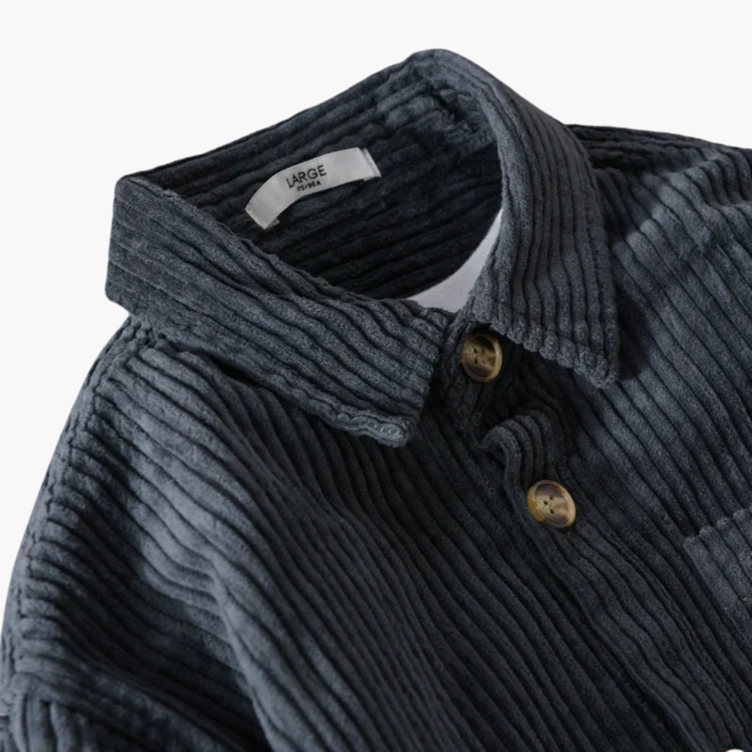 Cord-Overshirt für Herren - übergroße lange Ärmel und Knopfleiste