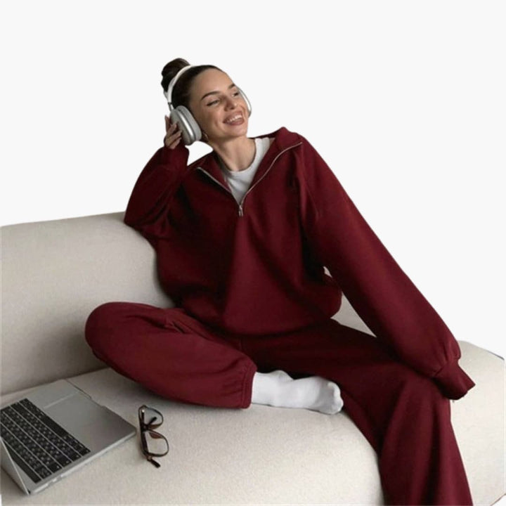 Damen Fleece Pullover mit hohem Kragen und Reißverschluss