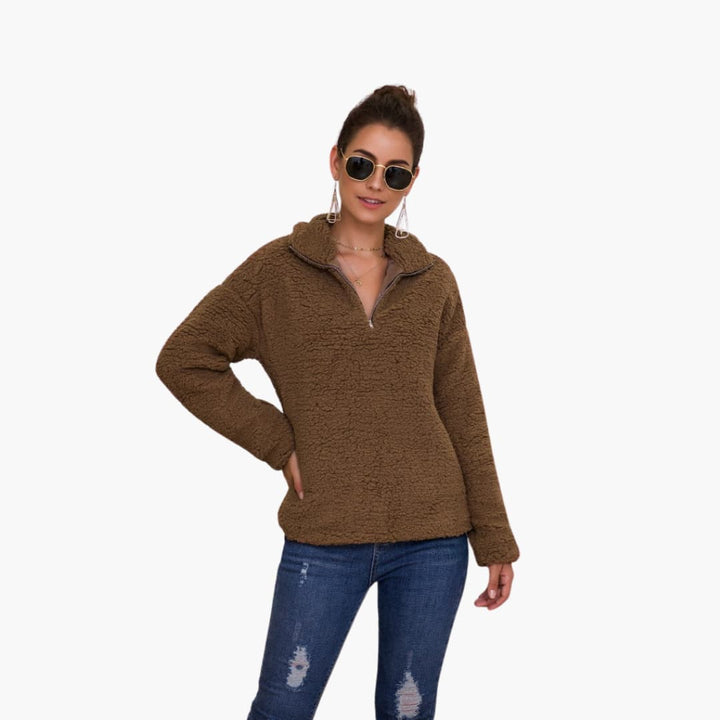 Fleece Pullover für Damen mit halbem Reißverschluss