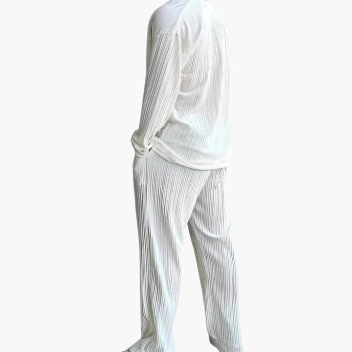 Herren Faltenstruktur Set mit Langarmhemd und Hose