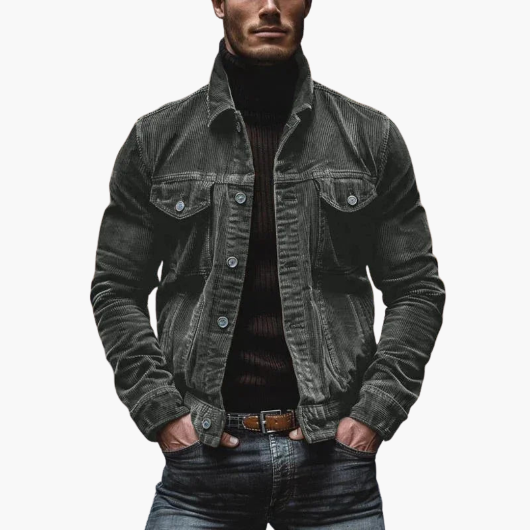 Herren Cordjacke mit Knöpfen und Taschen