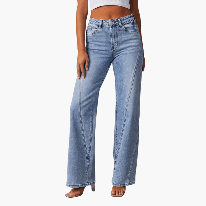 Bequeme gestreifte Jeans für Frauen - SchmiedeMode