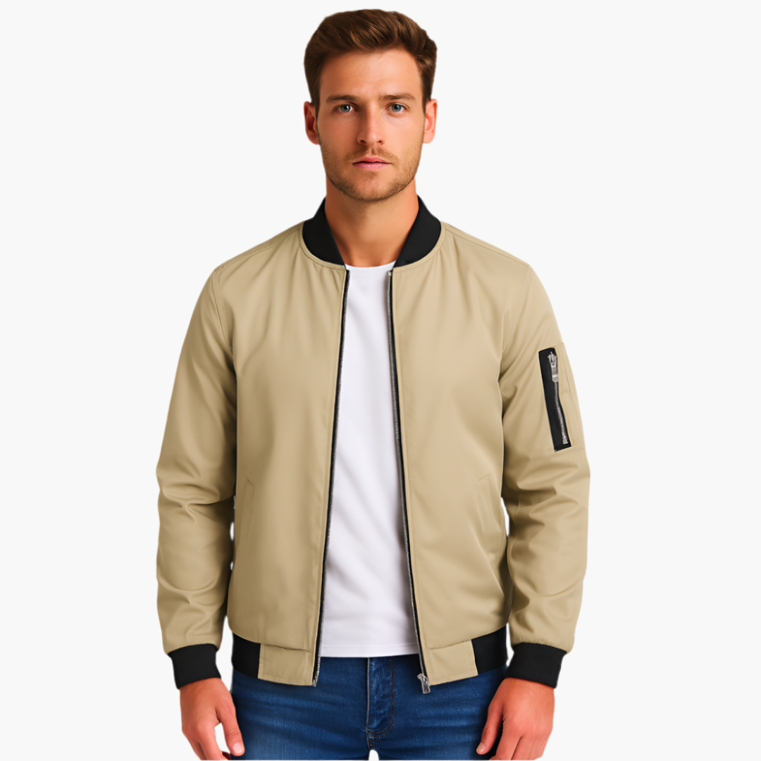 Herren Bomberjacke mit geripptem Saum und Ärmeltasche