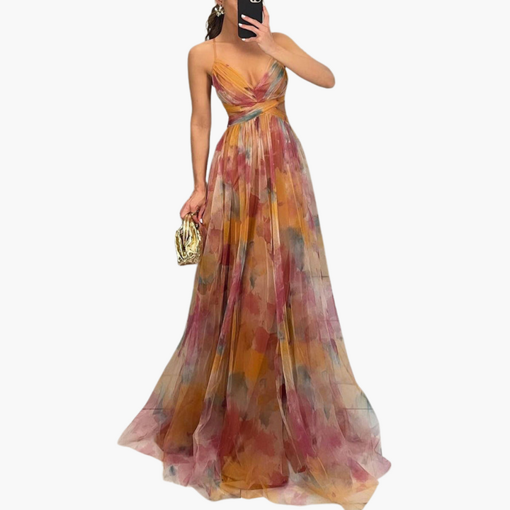 Elegantes Maxikleid für Damen mit - floralem Muster Glamourös