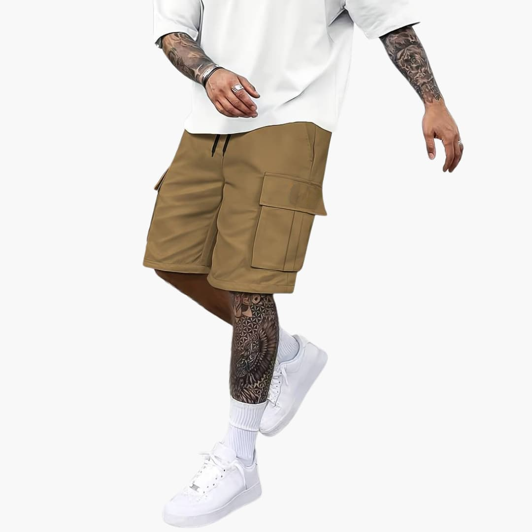 Herren Sommer Cargo Shorts mit Taschen und Kordelzugbund