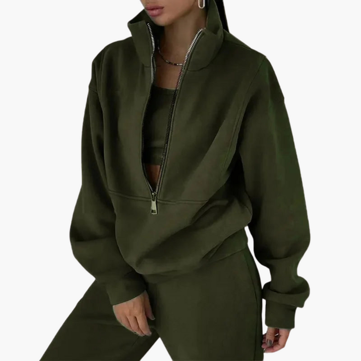 Damen Trainingsanzug mit Reißverschluss Sweatshirt und Hose