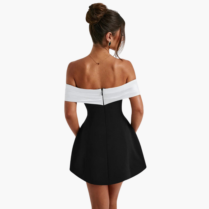 Elegantes schwarzes Kleid für Damen mit Schleifen-Detail hinten