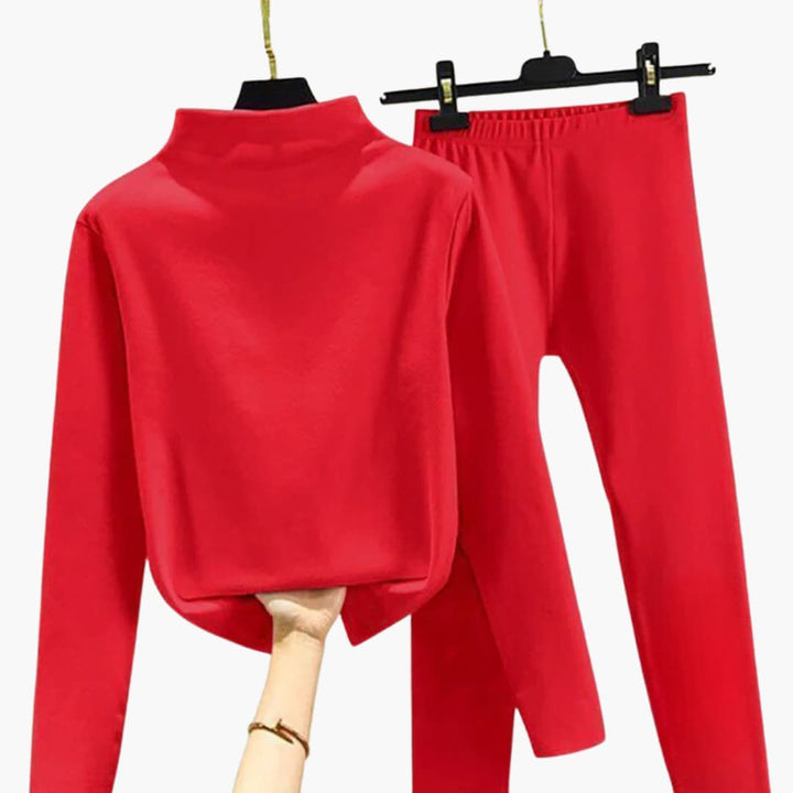 Damen Fleece Set mit langen Ärmeln und elastischem Bund