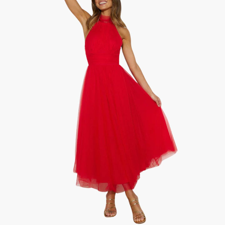 Elegantes weißes Tüll-Maxikleid für Damen