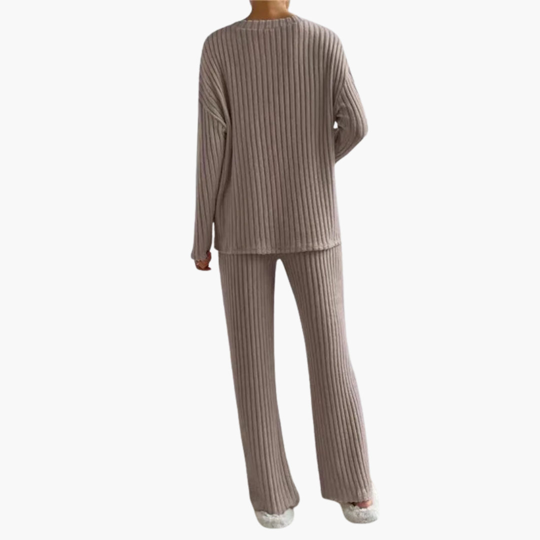 Damen Lounge Set mit V-Ausschnitt und gerippter Oberfläche