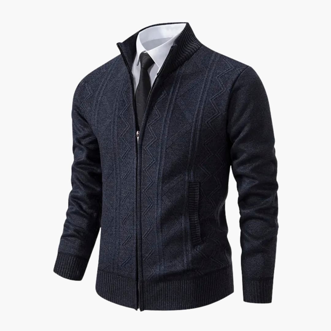 Herren Pullover mit Reißverschluss und gerippter Oberfläche
