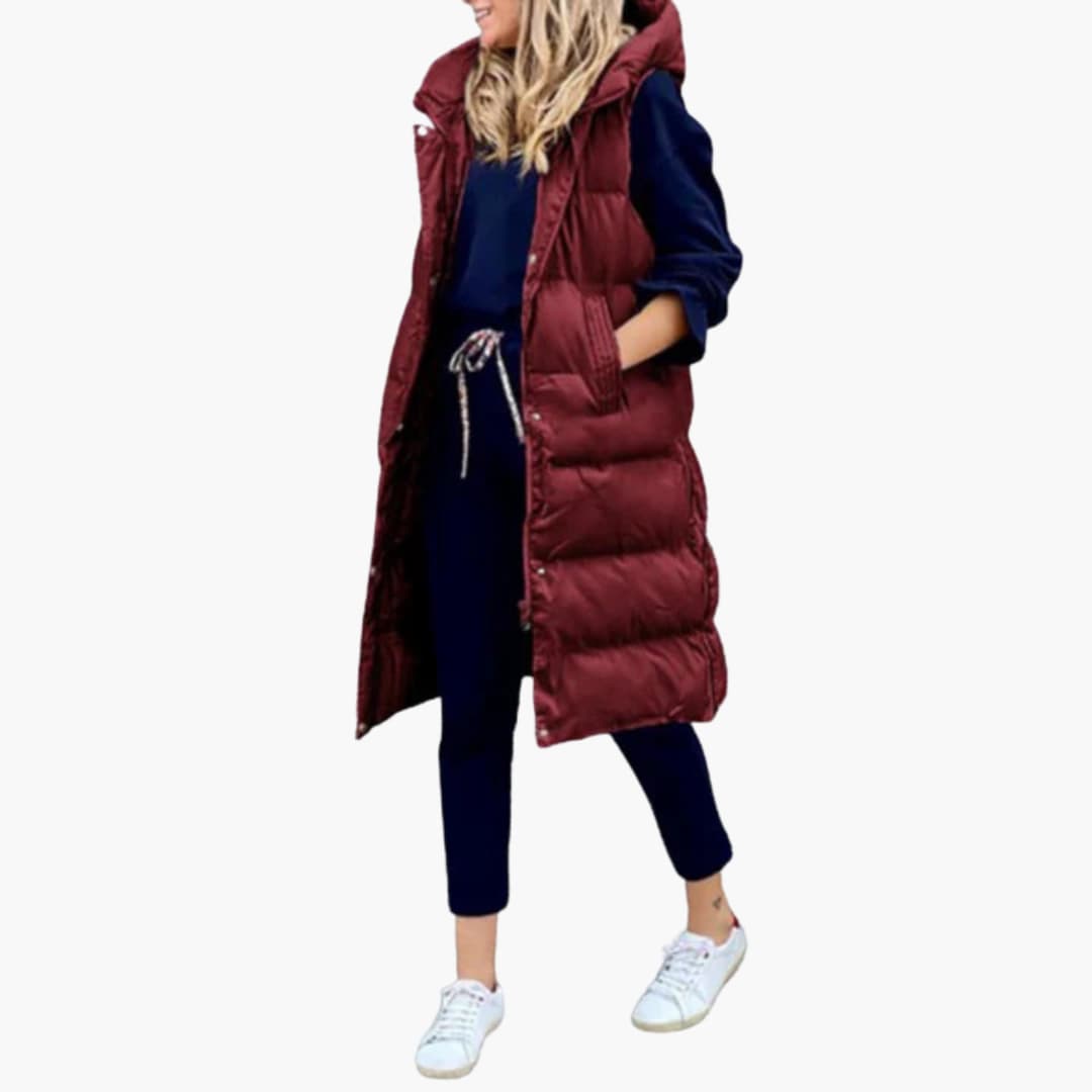 Damen Weste mit Kapuze und Steppdesign sowie Seitentaschen