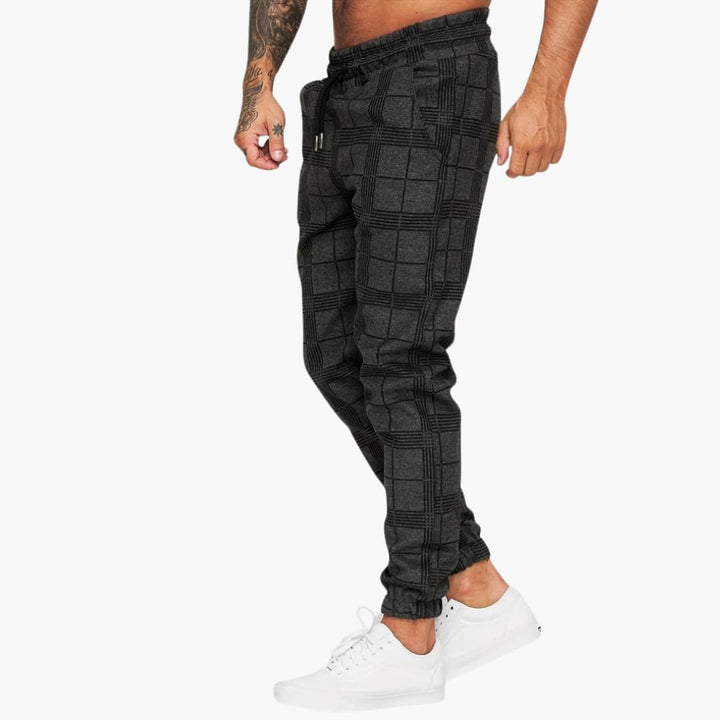 Herren hose mit elastischem Bund und karierter Oberfläche