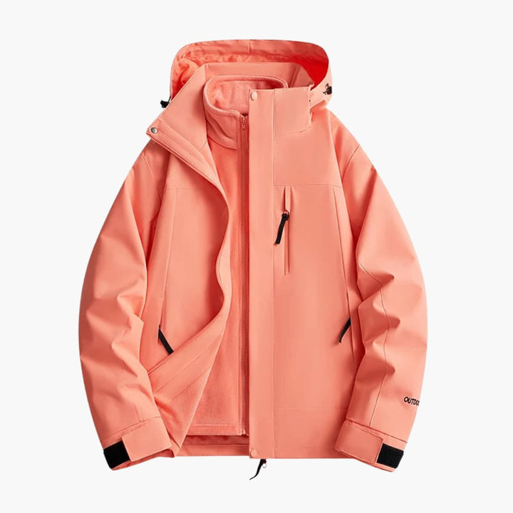 Unisex Skijacke mit Kapuze und Reißverschlusstaschen