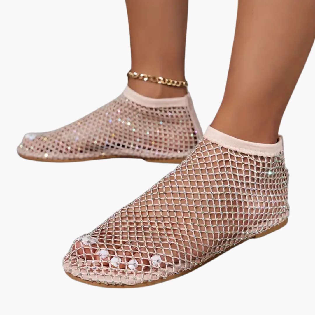 Trendige Mesh-Strass-Flats für Damen - SchmiedeMode