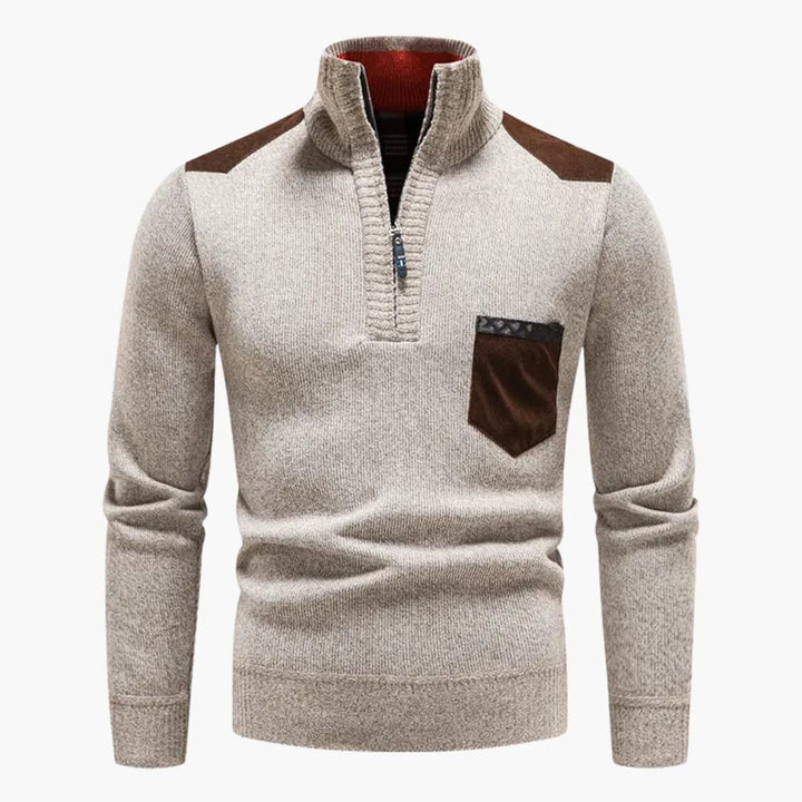 Herren pullover mit Reißverschluss am Halsausschnitt und Brusttasche