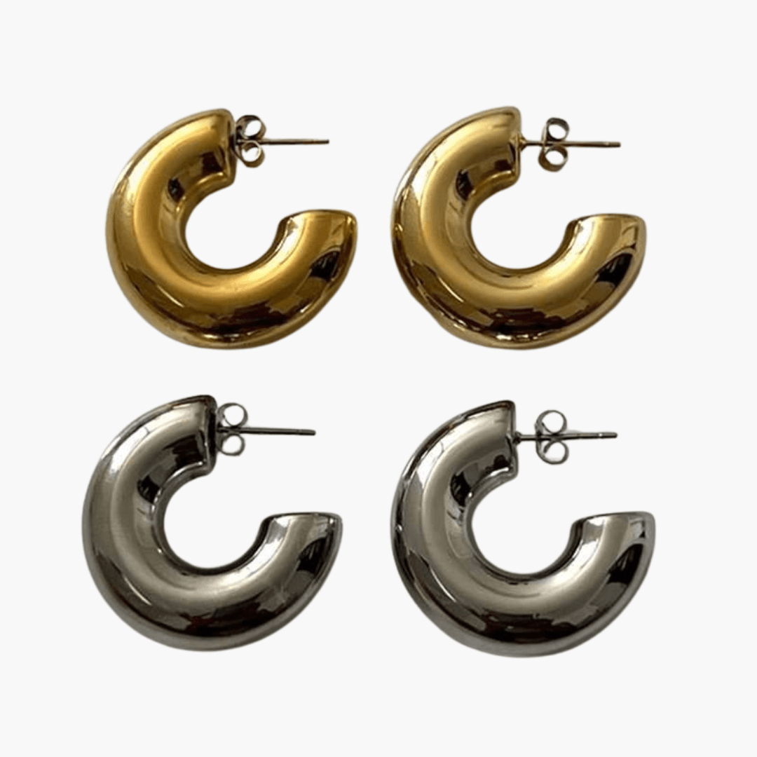 Stilvolle 14K Gold Chunky Hoops für Frauen - SchmiedeMode