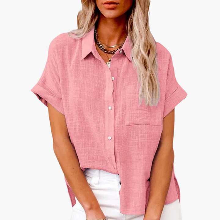 Kurzarm Bluse mit Knopfleiste für Damen – Sommer Look