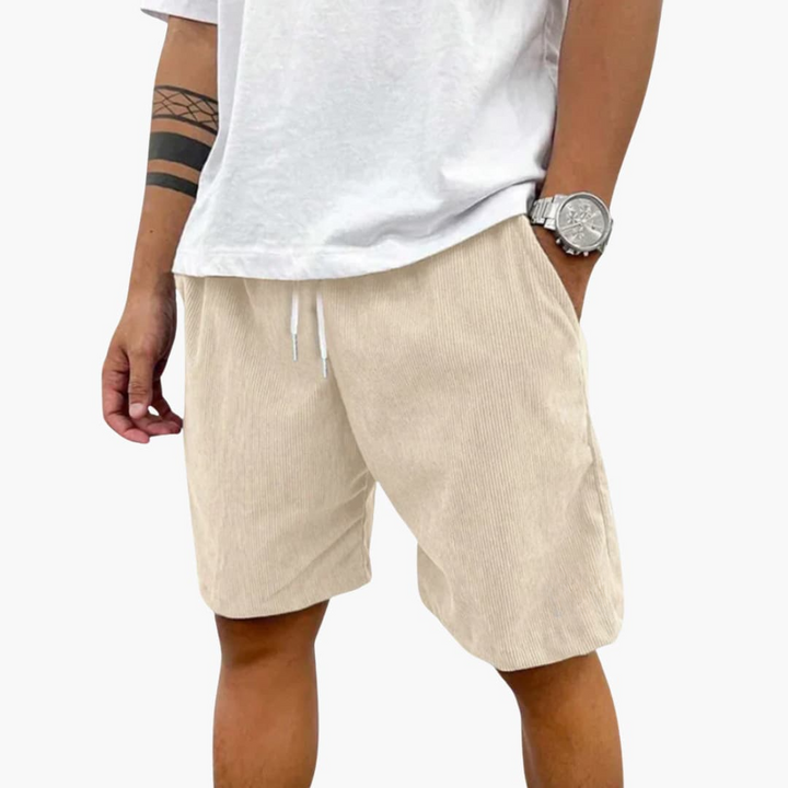 Herren Sommer Shorts mit Kordelzug und Cordstruktur