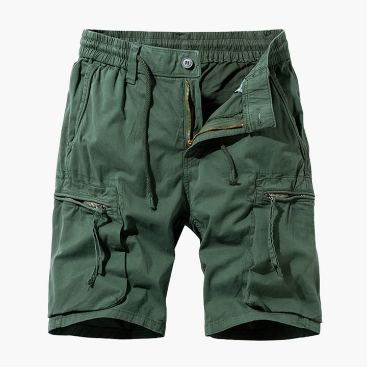 Herren Sommer Cargoshorts mit Reißverschlusstaschen und Kordelzug